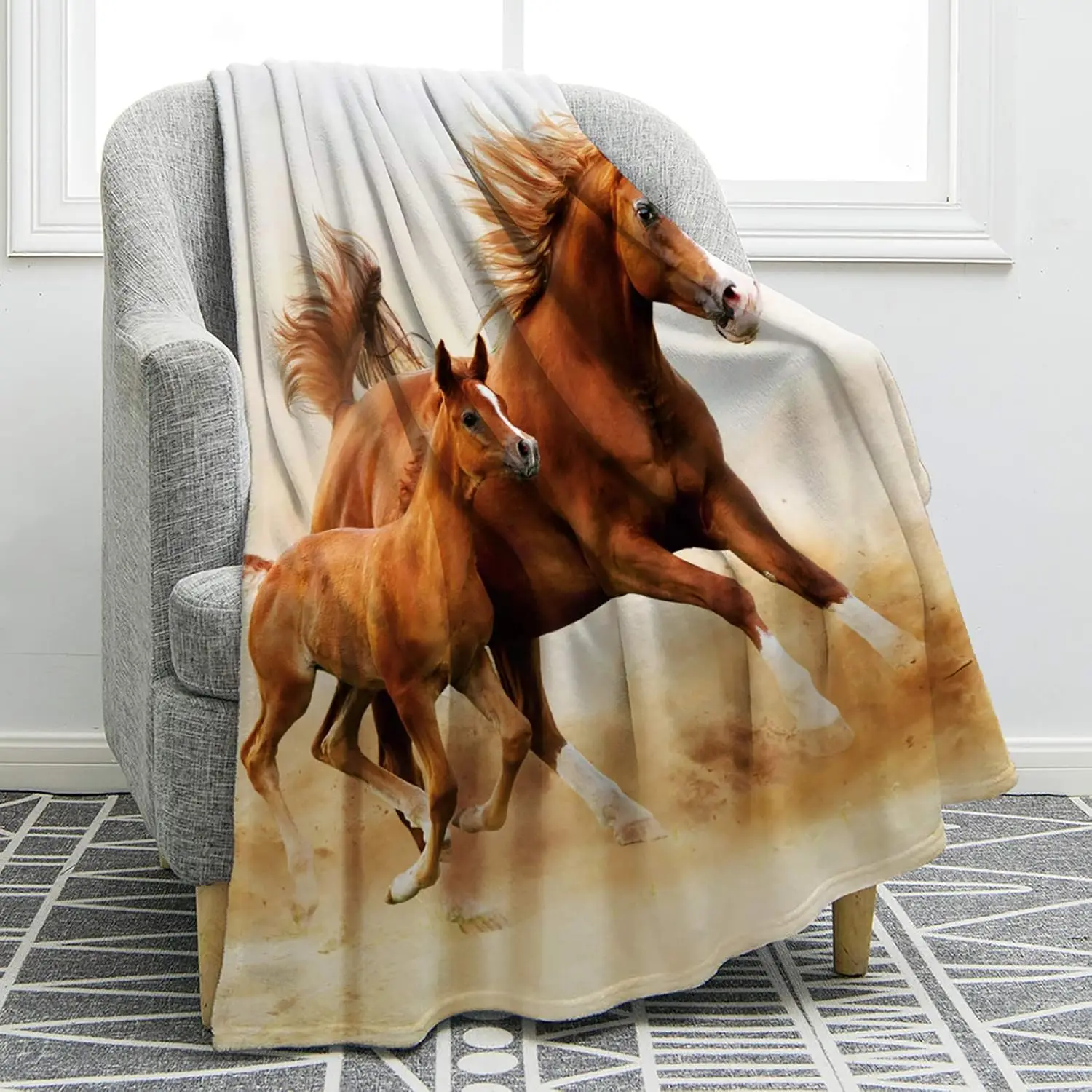 

Horse Blanket Gifts For Women Girls, Animal Decor For Horse Lovers Adults Kids, Fit For Couch Chair Bed Travelling Camping