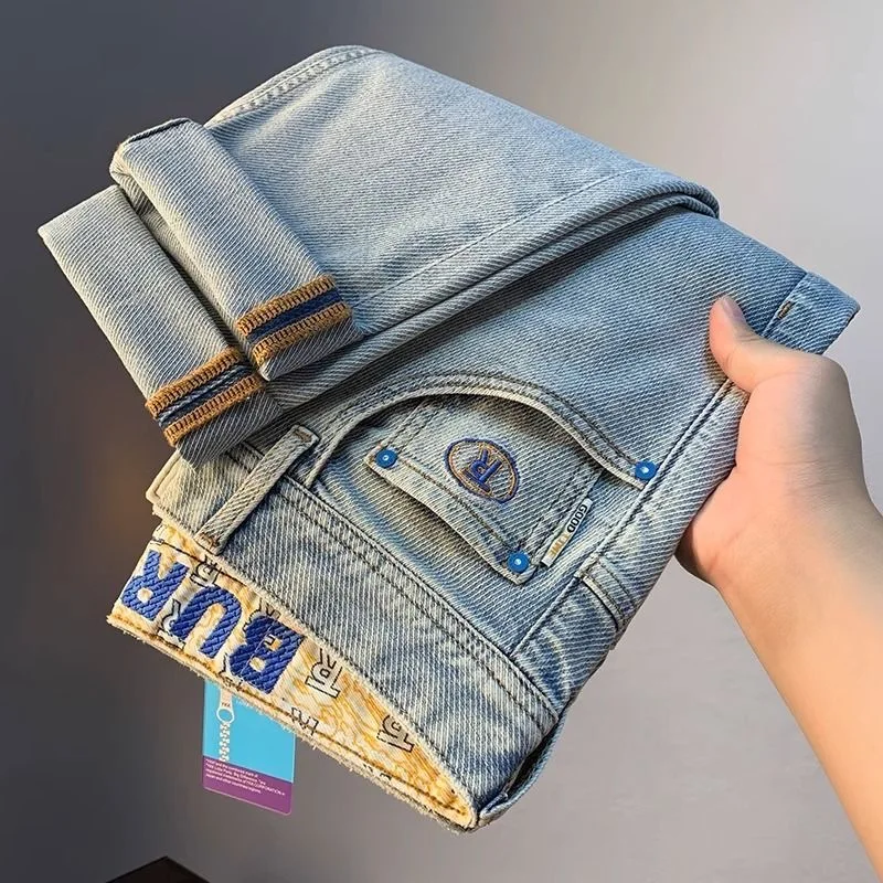 

Spring and Autumn Fashion Trend American Retro Embroidered Straight Leg Jeans Men's Casual Loose Comfortable High Quality Pants