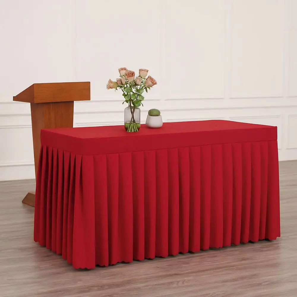 

Solid Color Rectangle Table Skirts Thick Soft Elastic Table Cloth Skin Friendly Comfortable Table Cloth Cover Banquet