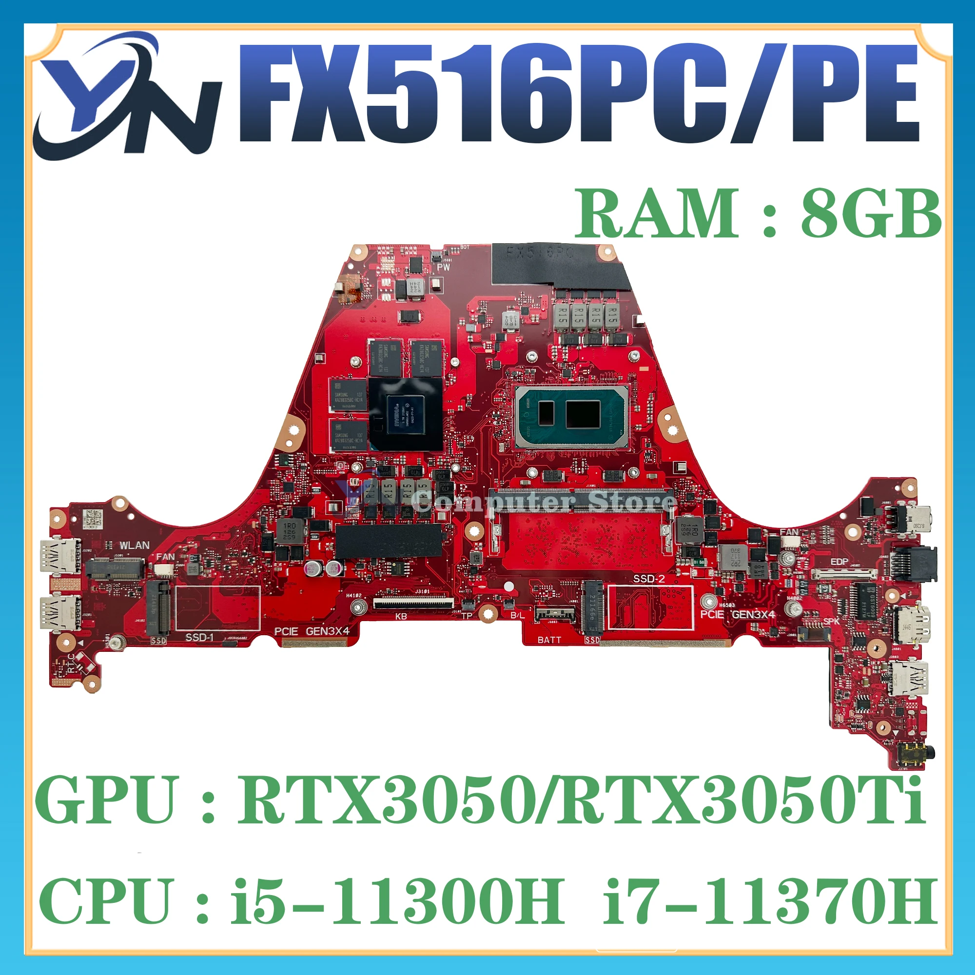 Imagem -03 - Placa-mãe do Portátil Mainboard Fx516 Fx516p Tuf516pm Tuf516pr Tuf516pe Fx516pm Fx516pez Fx516pe Fx516pr Fx516pcz Fx516pc i7