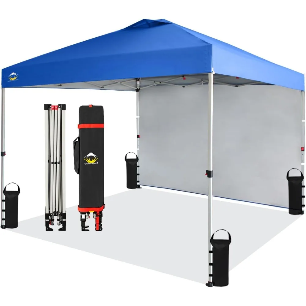 Canopy Tent, 10 x 10 Foot Portable Pop Up Outdoor Shelter with 1 Sidewall, Easy 1 Push Center Lock, UV Protection,and Carry Bag