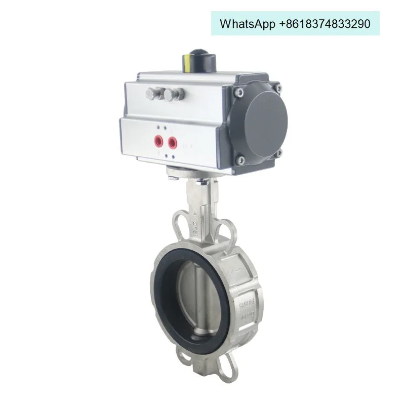 304 Stainless Steel Pneumatic Butterfly Valve D671X-16P Clip-on Type Pneumatic Butcher Butterfly Valve dn80 100