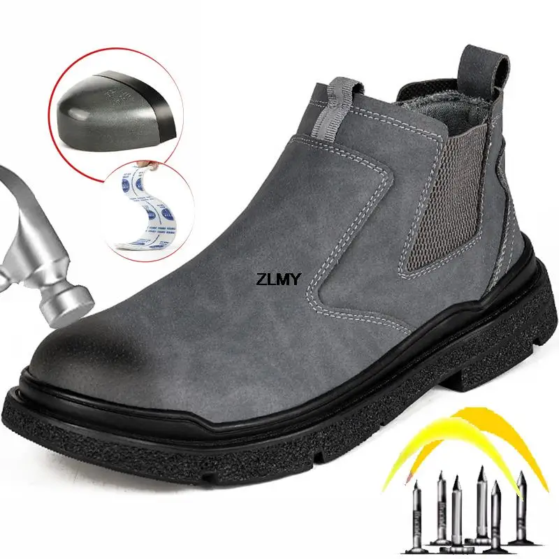 Scarpe da saldatore da uomo impermeabili stivali di sicurezza da lavoro con punta in acciaio scarpe antinfortunistiche antiscintilla da uomo Slip On