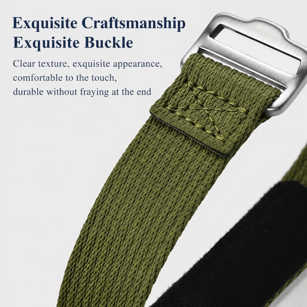 20mm 22mm Universal Nylon Watch Strap Hook Loop Fastener Quick Slip Through Universal Wristband Adjustable Nylon