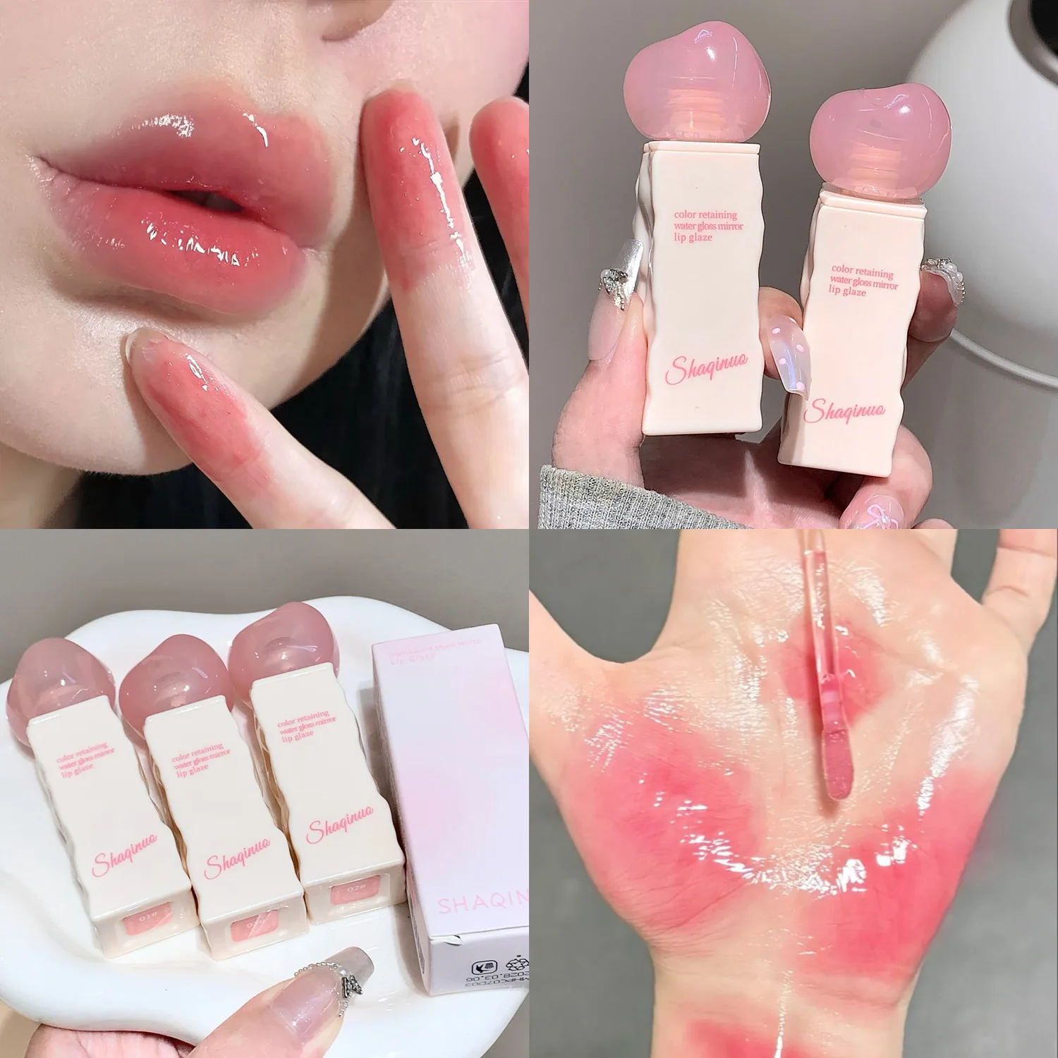 واضح مرآة ترطيب المياه السائل أحمر الشفاه دائم ترطيب الوردي ملمع الشفاه ممتلئ الجسم مثير الشفاه تينت ماكياج مستحضرات التجميل الكورية #2