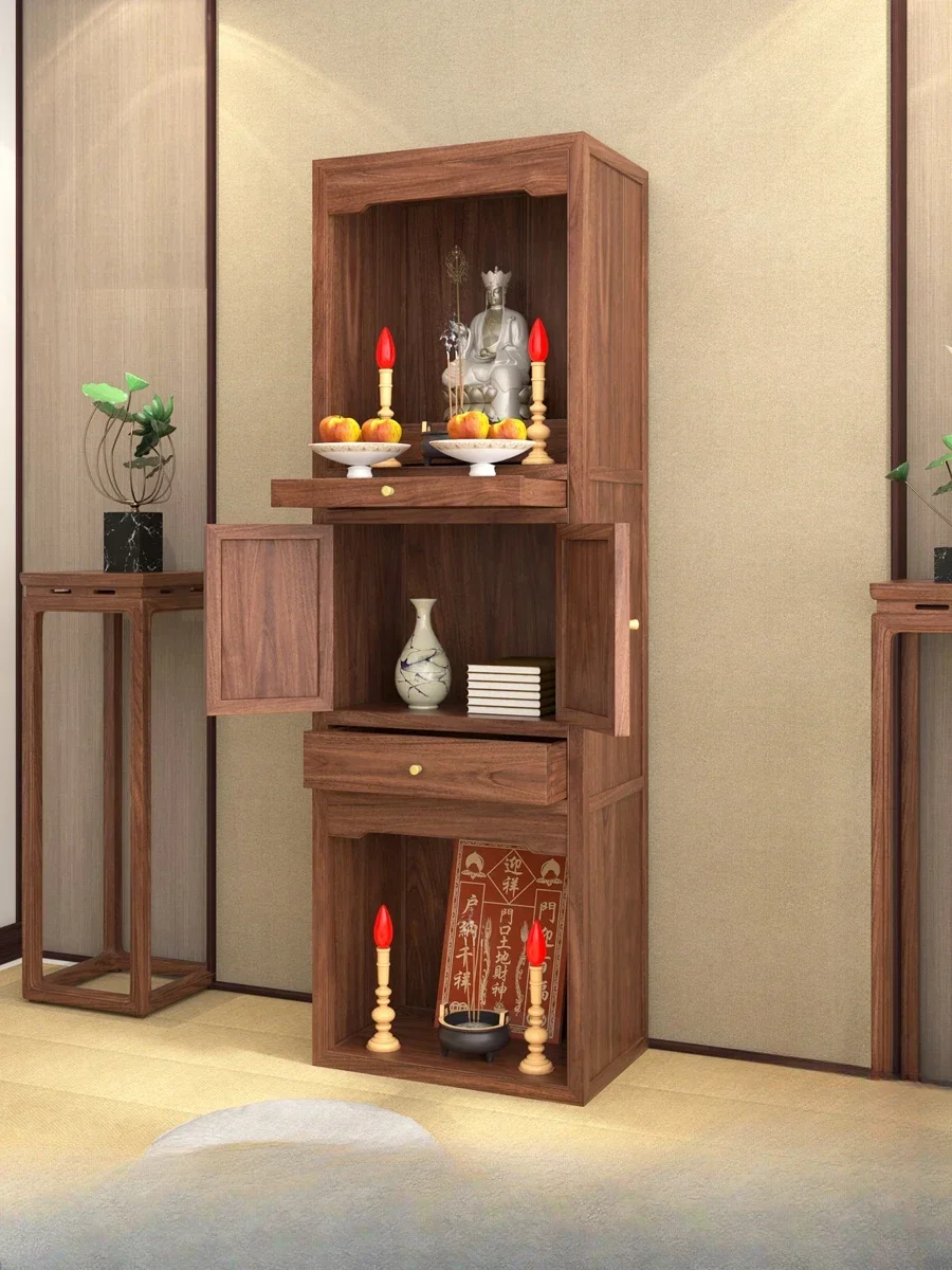 

Chinese Style Clothes Closet Buddha Shrine Household Incense Burner Table with Door God of Wealth Altar Simple Solid Wood AltarA