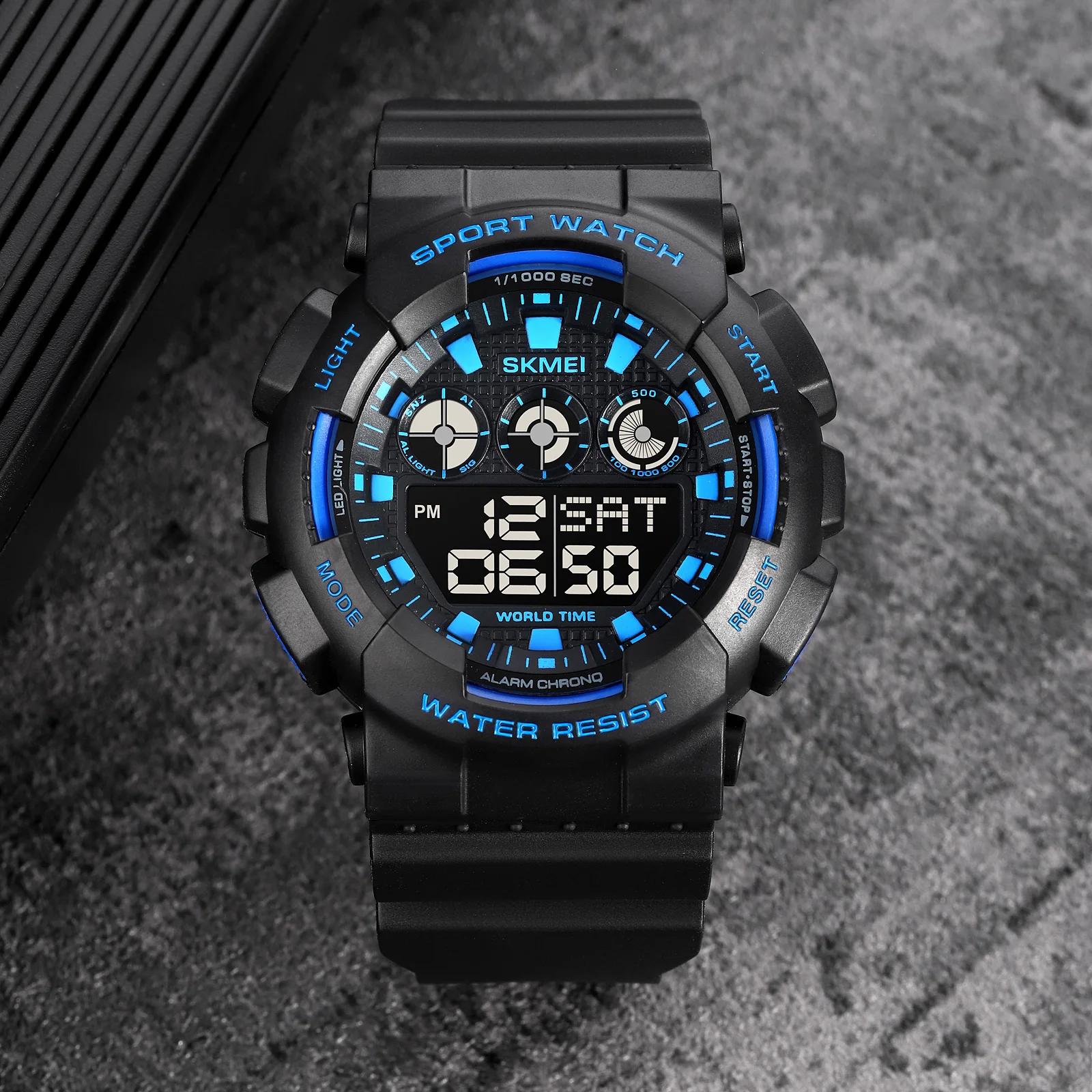 SKMEI Sport Mens Male Watches LED Light Digital Wristwatch Military World Time Chrono Clock 5Bar Waterproof Watches For Men