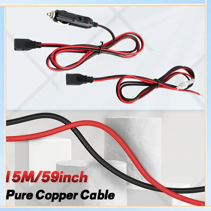 

-SPOR Power Cord For CB Radio 3Pin Plug Cable 2-Wire 12V 15A Radio Accessories Lighter For 880FM/PC78LTX GMRS Mobile Radio