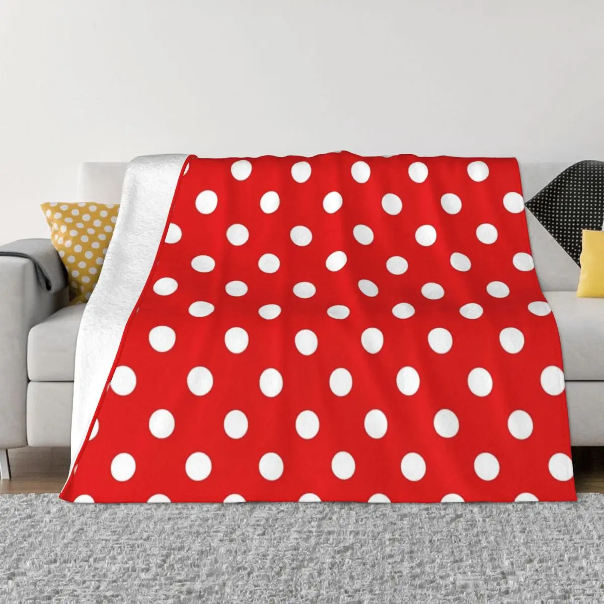 

White Polka Dot on Red Background Throw Blanket Blanket For Baby Giant Sofa Blanket Winter bed blankets