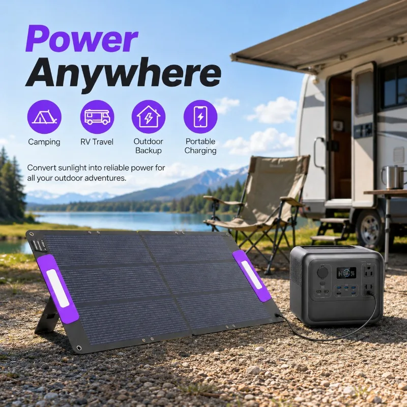 100W Foldable Solar Panel ETFE 24.1% High Efficiency Portable for Power Station Camping Outdoor Emergency Solar Panel Charger