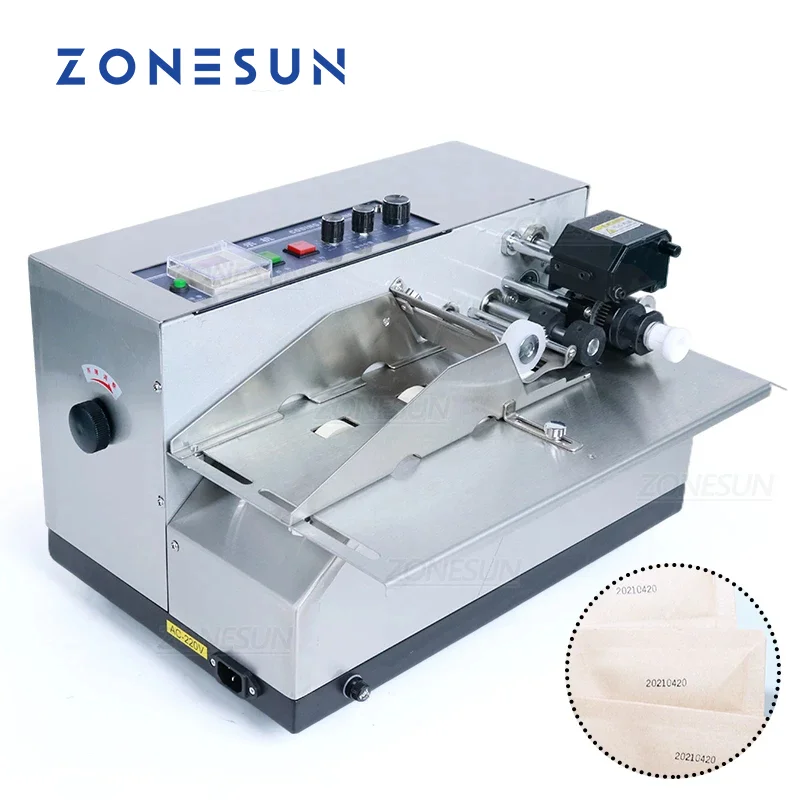 

ZONESUN Ink Roll Coding Machine Continuous Coder Card Printer Produce Date Printing Machine Solid Ink Code Printer ZS-MY380F