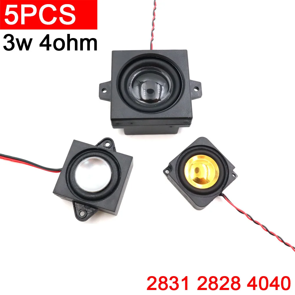 

5pcs 2831 2828 4040 Cavity 4 Ohm 3W Cavity Speaker Full Frequency 4 Ω Bass Audio Speakers 2P Cable 28*28 28*31 Audio DIY Bass