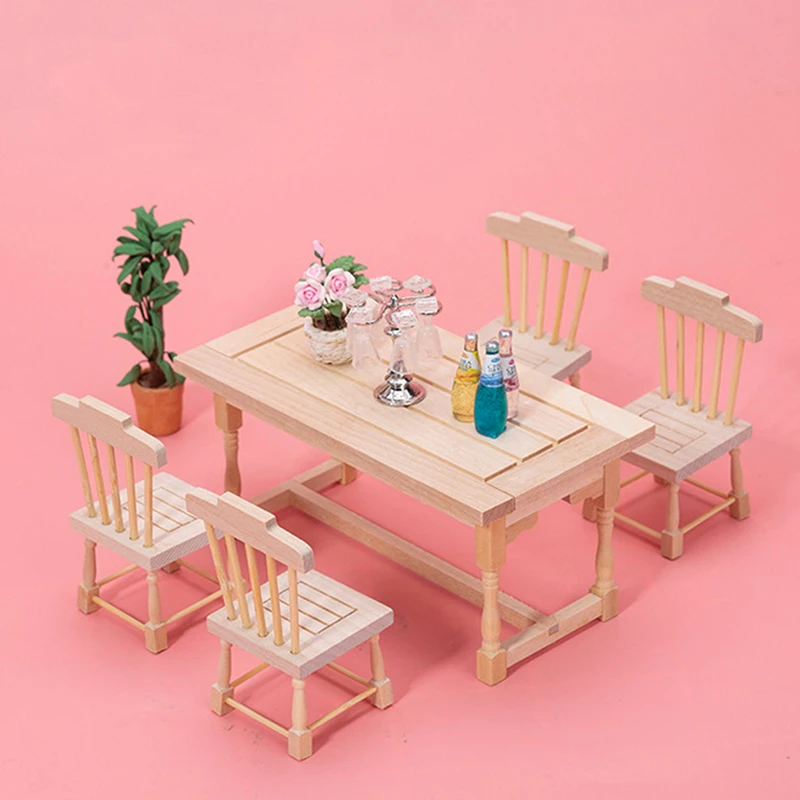 ドールハウス装飾アクセサリー,ミニチュア木製コンピューターデスクチェア,家具,1セット1/12