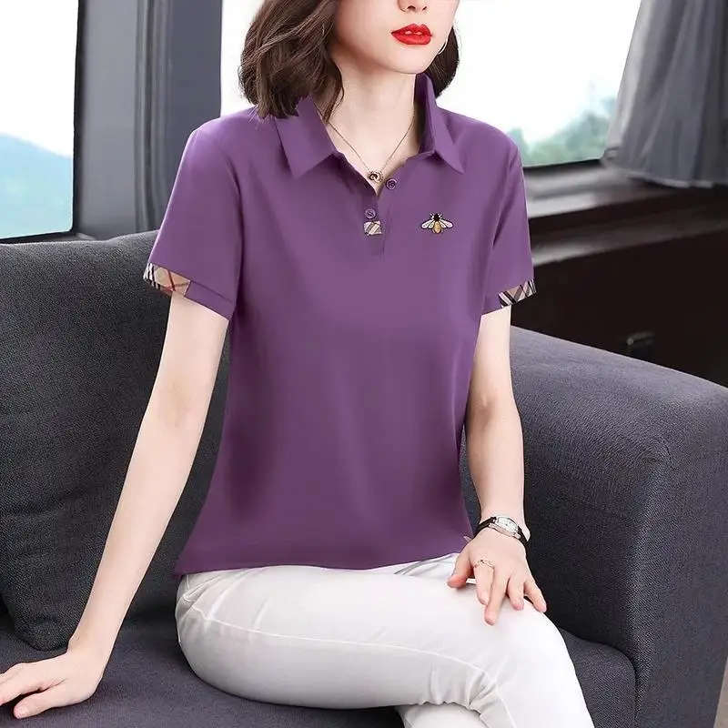 

Женская футболка с короткими рукавами, новинка лета 2025 года, рубашка поло, модный топ Camisas Mujer, женская рубашка поло, женские топы