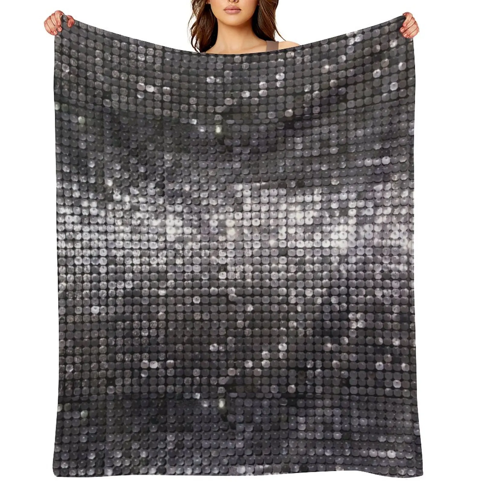 Silver Glamour (Photo of Sequin Only - Not Reflective) Throw Blanket Softest Moving Single decorative Flannels Hair Blankets