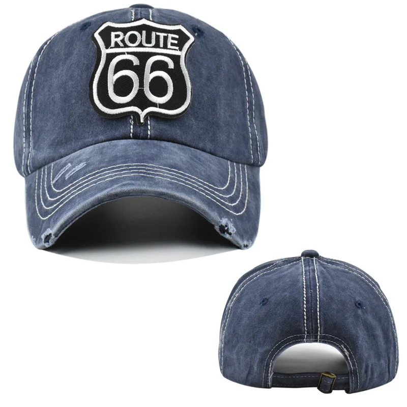 Embroidery Letters ROUTE 66 Baseball Cap Spring Autumn Brand Snapback Fashion Distressed Cotton Hat For Women Men Casquette