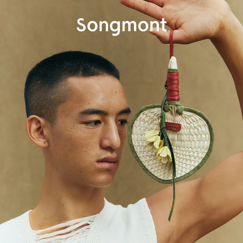 Songmont أوسمانثوس زهرة حقيبة سحر الجلود اليدوية 2025 جديد الزيتون الأخضر شاحب الذهب الأصفر لوحة معدنية النمط الصيني ديكور