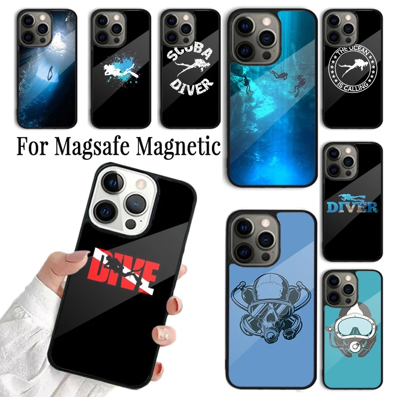 Magsafe غطاء شحن لاسلكي مغناطيسي ، جراب هاتف لهاتف iPhone 16 ، 15 ، 14 ، 13 ، 12 Mini ، 11 Pro Max ، Plus ، غطاء غوص سكوبا