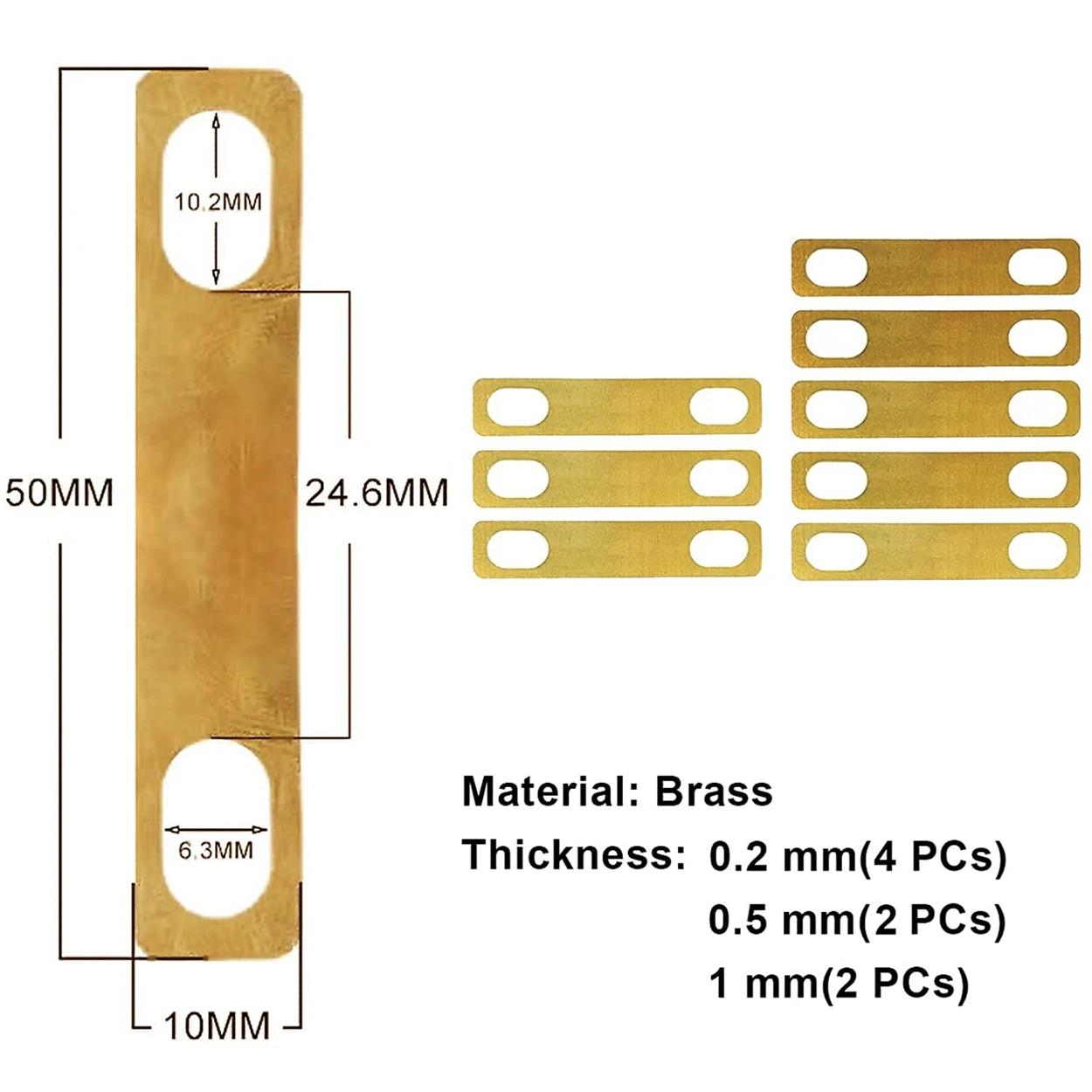 8 pezzi spessori per collo per chitarra 0.2mm 0.5mm 1mm spessore spessori in ottone Set connessione piastra per collo bullone-on strumento per