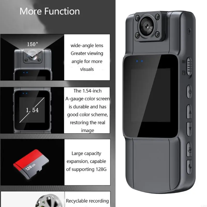 2025 New High-defination 1080P Wearable Camera 1000mAh Battery Back Clip Video Camcorders