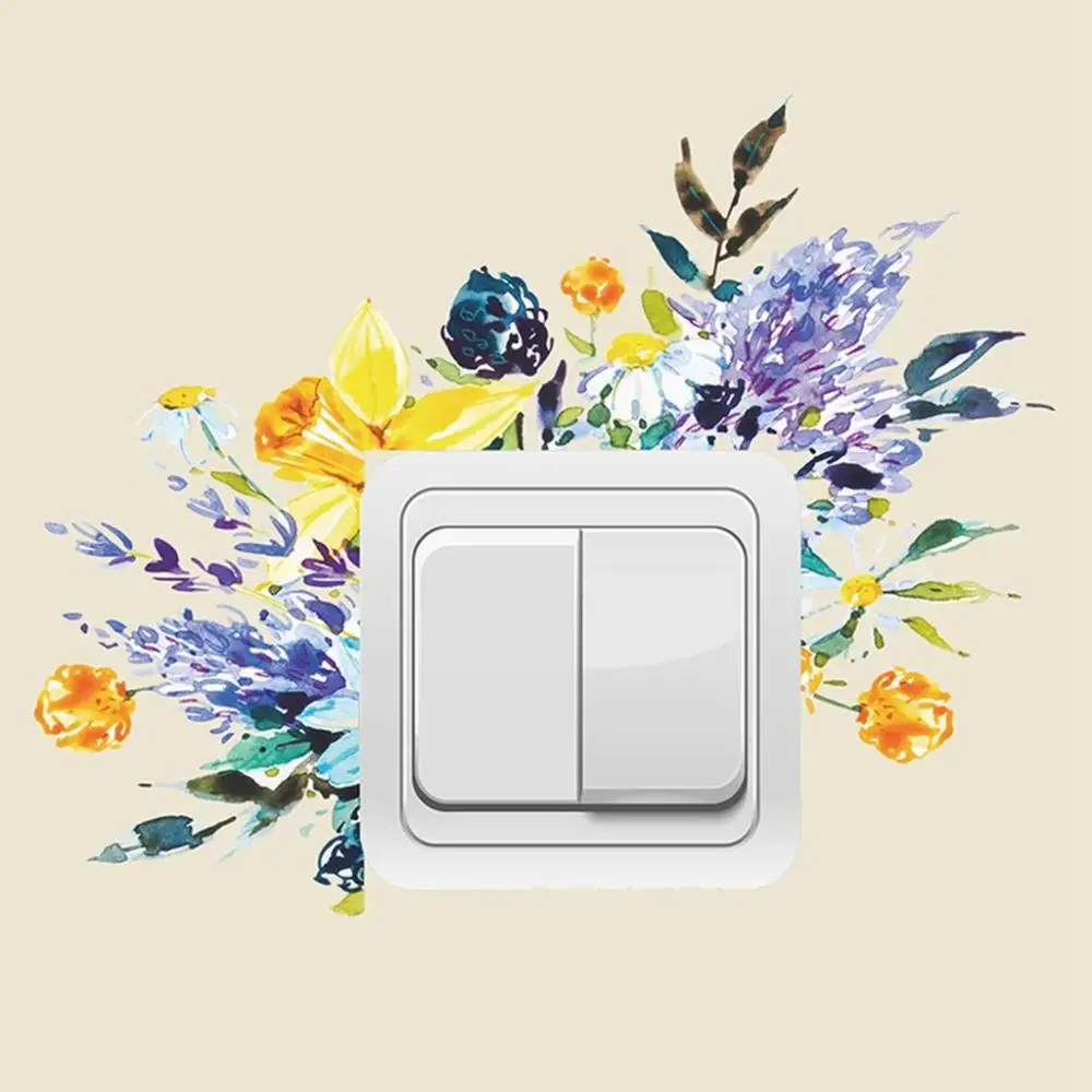 Waterproof Personalized Floral Fresh Green Leaf PVC Plant Decal Switch Sticker Sticker Gifts Home Decor