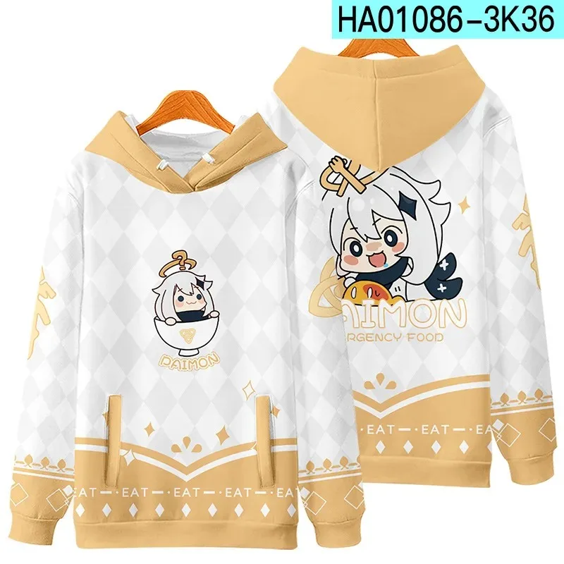 Genshin Impact Paimon Cosplay Hoodie Women Men Harajuku Sweatshirt Streetwear Hip Hop Pullover Hooded Jacket Casual Tracksuit