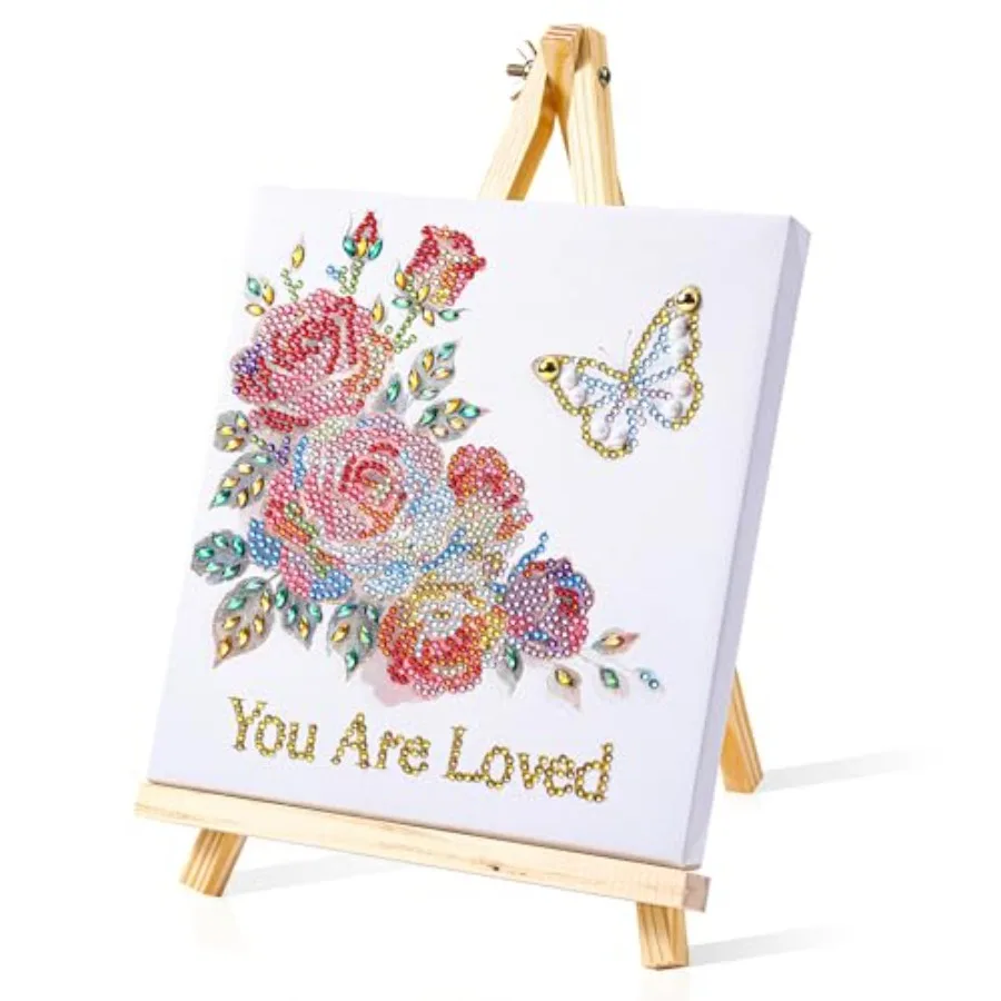 

Набор для алмазной живописи в рамке для взрослых, 8x8 дюймов, с подставкой, 5D алмазная живопись со специальными фигурными стразами, маленькая настольная алмазная картина