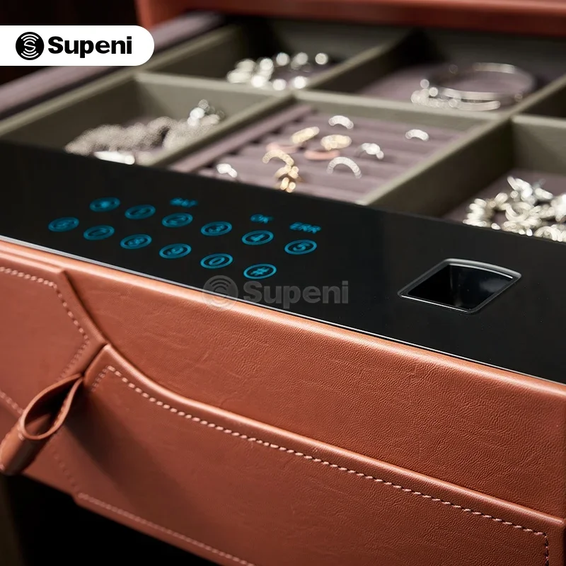 Supeni Electronic anti-theft smart touch screen password fingerprint leather safe box for wardrobe