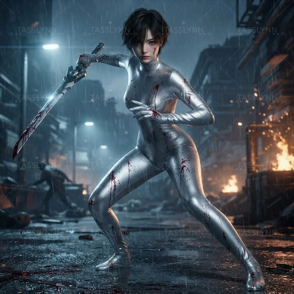 Stellar Blade Eve Silver Metallic Zentai Bodysuit Full Body Catsuit Game Cosplay Costume Stellar Blade Eve Cosplay Costume