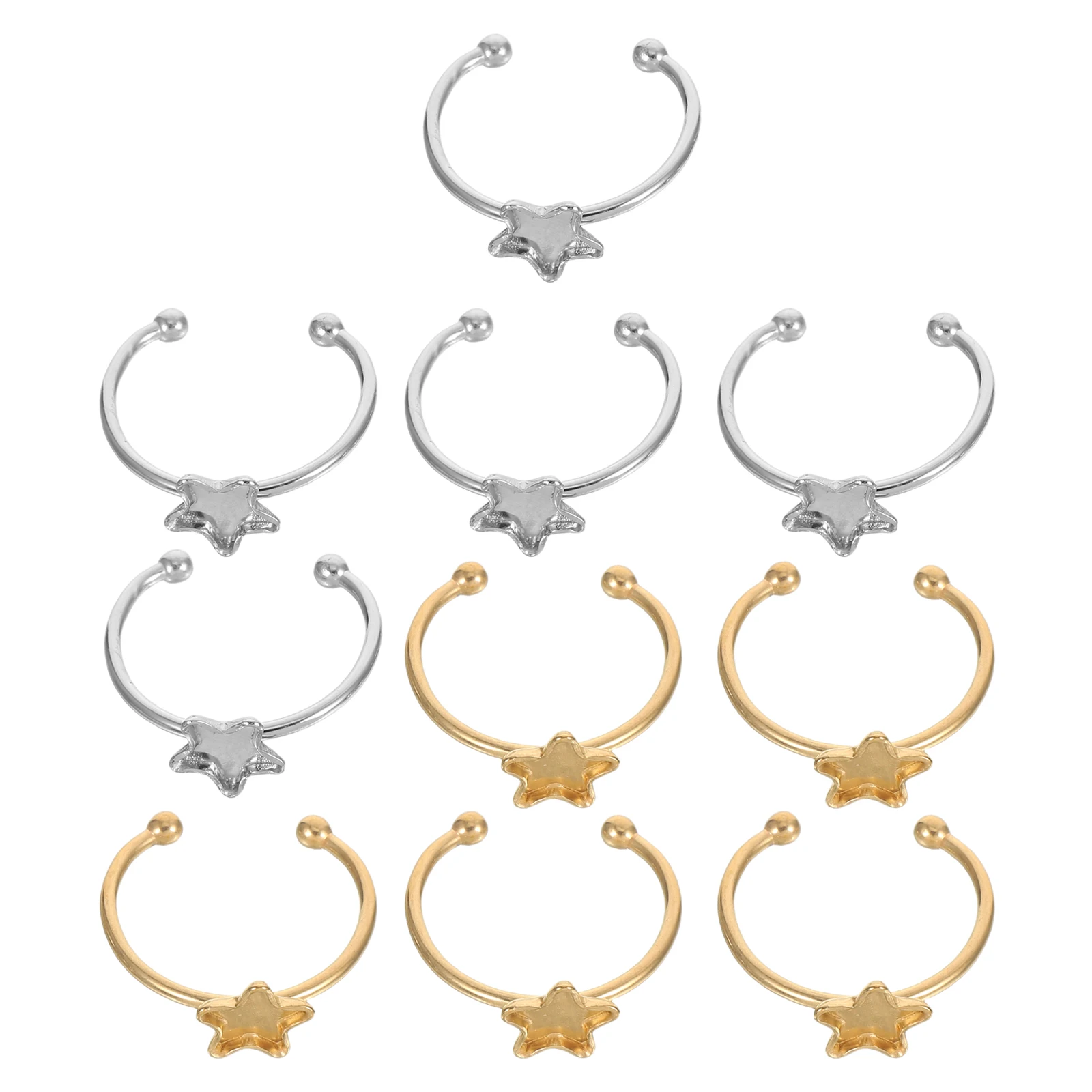

10pcs Stainless Steel Ring Bases Adjustable Open Cuff Trays For Glass Cabochons Durable Diy Jewelry Making Supplies For Women