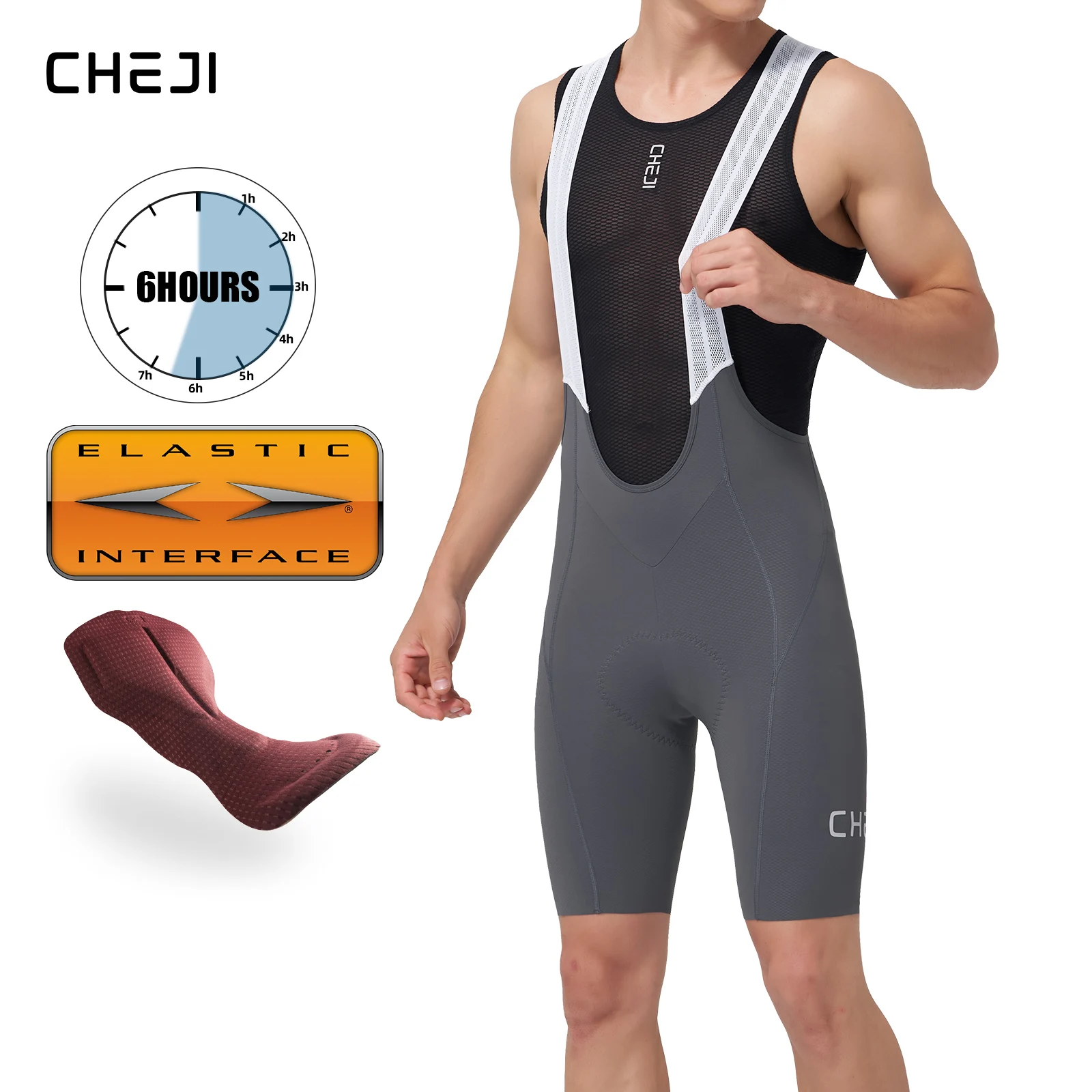 

Cheji Men's High-Quality Bib Shorts for Cycling Comfortable Breathable Cycling Bib Shorts
