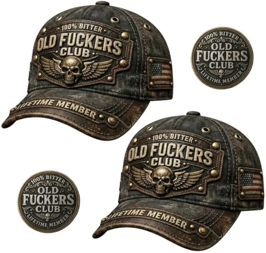 Old Fuckers Club-Vintage Baseball Cap, Embroidered 100% Bitter Lifetime Member Adjustable Distressed Hat for Men Women