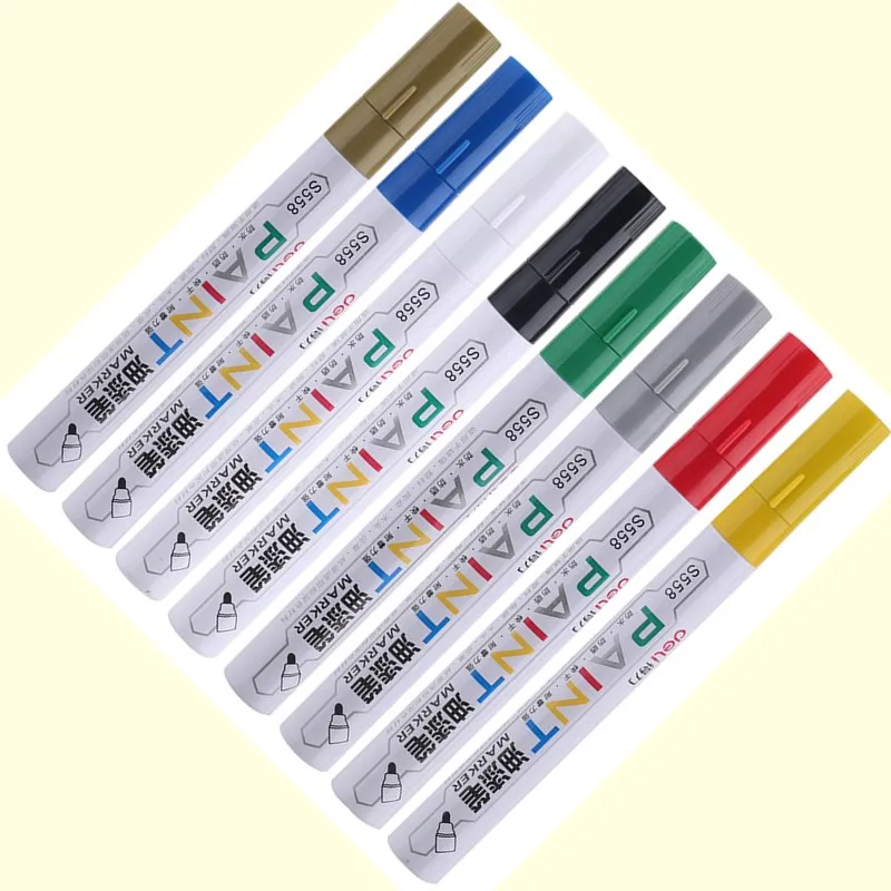 8 Colors Deli Oily Marker Pen Paint Car Tires Wood Rock Metal Mark CD Glass Artist Comic Paintbrush School Office Supply Gift