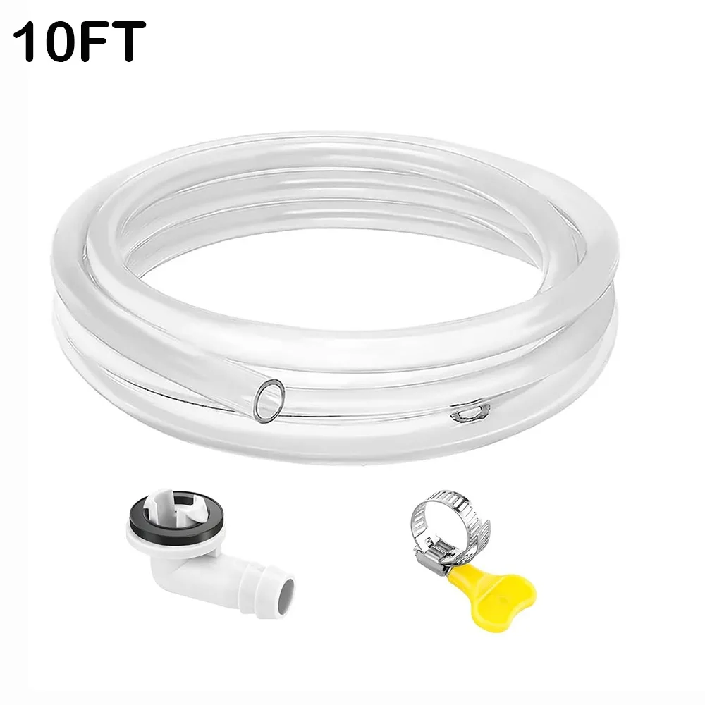 

3/6/10 Ft Air Conditioner Drain Hose Leakproof with Hose Connector and Clamp AC Drain Hose Portable Extension Pipe