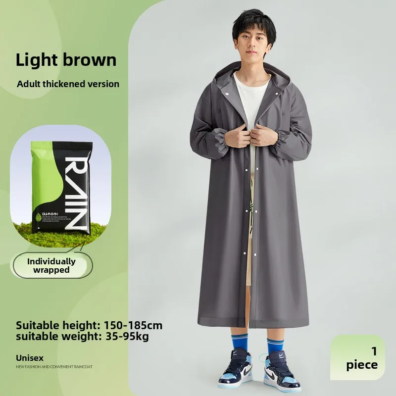 Adult Reusable Thickened Long Raincoat Portable One-Piece Waterproof Outdoor Hiking Rainwear for Travel