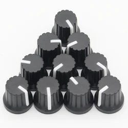 Newest !! Hot Sale 10 Pcs 6mm Shaft Hole Dia Plastic Threaded Knurled Potentiometer Knobs Caps