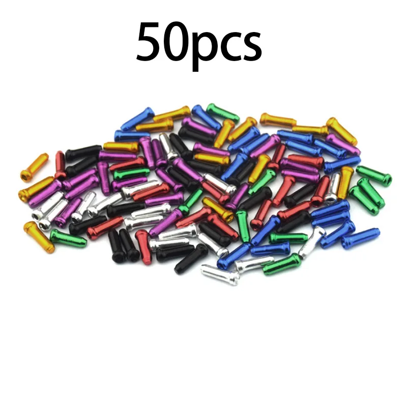 50PCS Bike Inner Cable End Caps Alloy Brake Shift Cable Crimp Tips for Road Mountain Bikes
