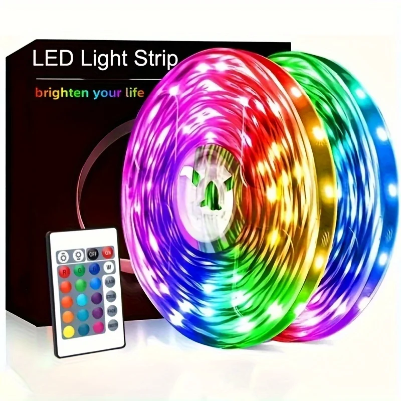 RGB Flexible LED Strip Lights 24-Key Remote Control 5V USB LED Diode Color Changing Strip Light for TV Backlight Bedroom Decor