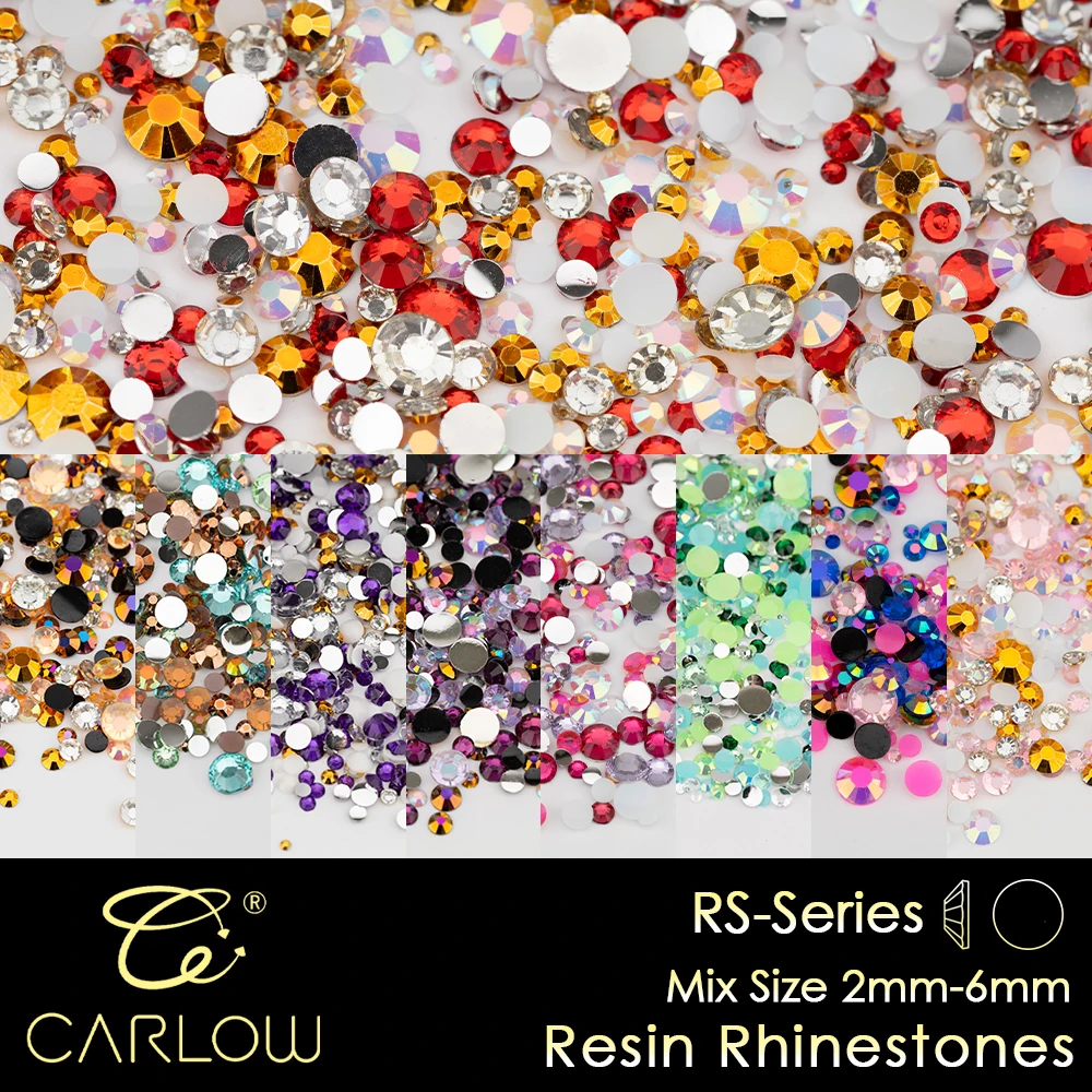 CARLOW Mix Size 2mm-6mm Resin Rhinestones 50g/100g Flat Back Color Beads for Crafts Decoration Link 2
