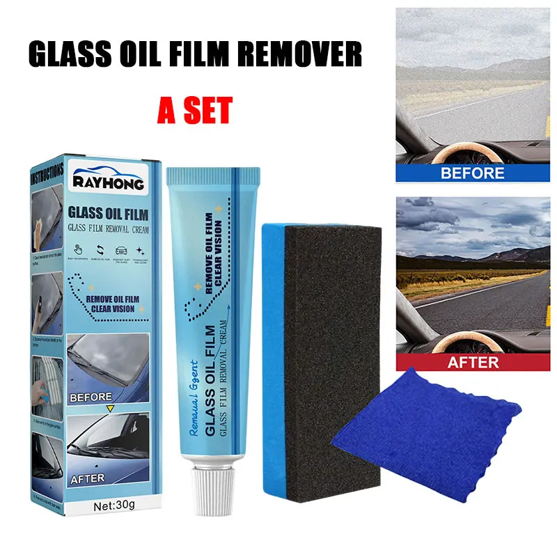 

A Set Car Glass Oil Film Removing Paste Glass Film Coating Agent Waterproof Rainproof Anti-fog Glass Cleaner for Auto Windshield