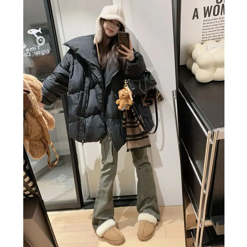 

Large Lapel Feather Cotton Clothes Women's 2025 New Korean Version Loose and Thickened Korean Version Winter Coat