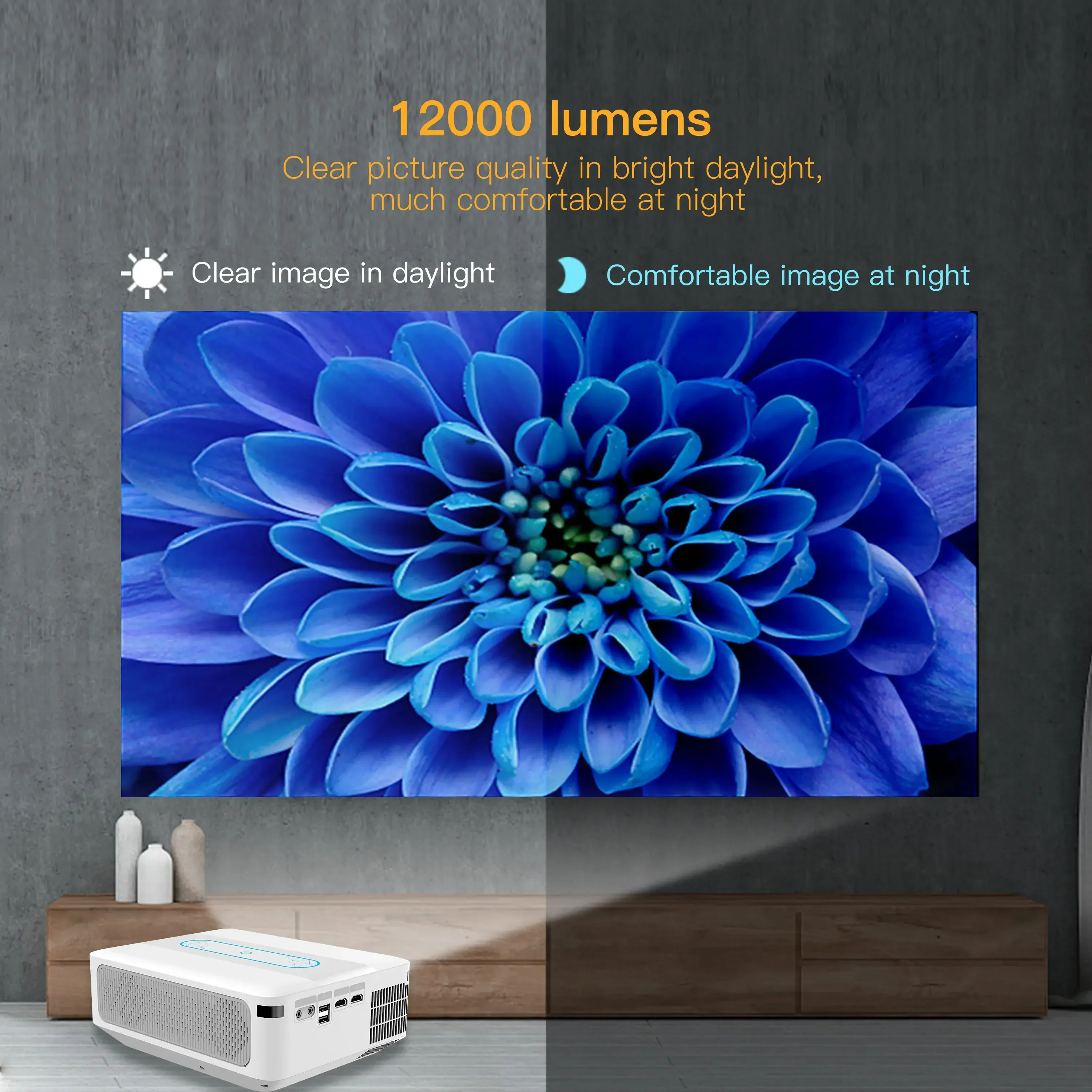 

YDH-X1 8K Projector 900 Lumens Android System 120 Inch BT5.0 WiFi 6 Voice Remote Control Auto Focus Indoor Portable Projector