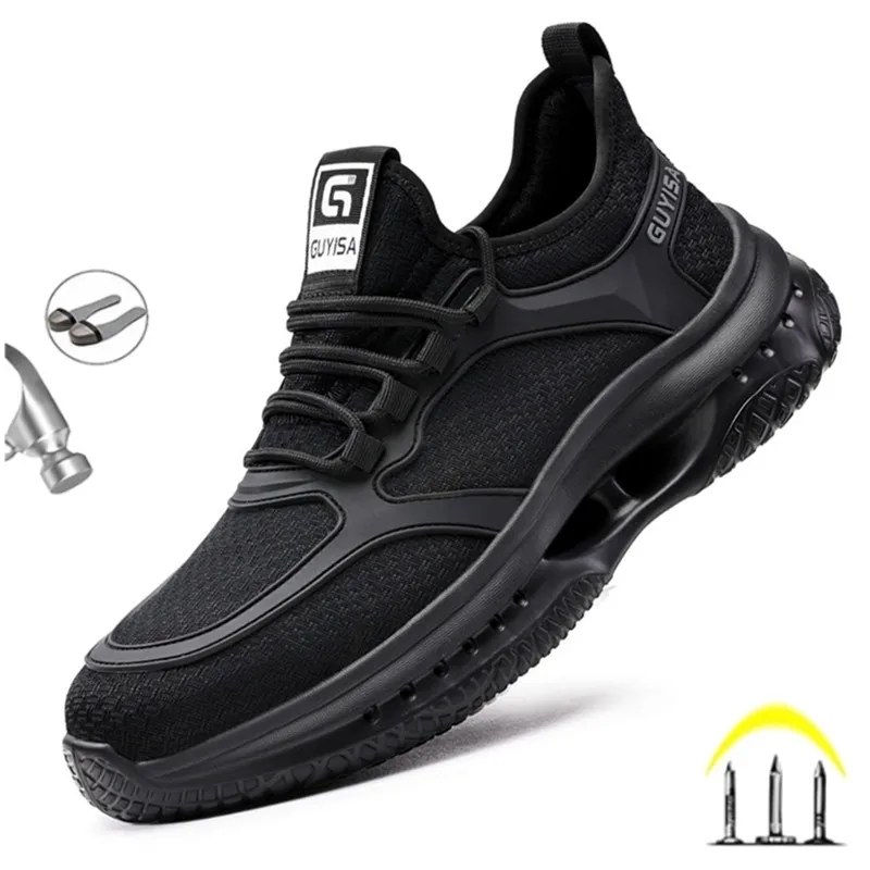 Breathable Men Work Shoes Sneakers Safety Shoes Lightweight Protective Safety Steel Toe Shoes Men Puncture-Proof Boots Footwear