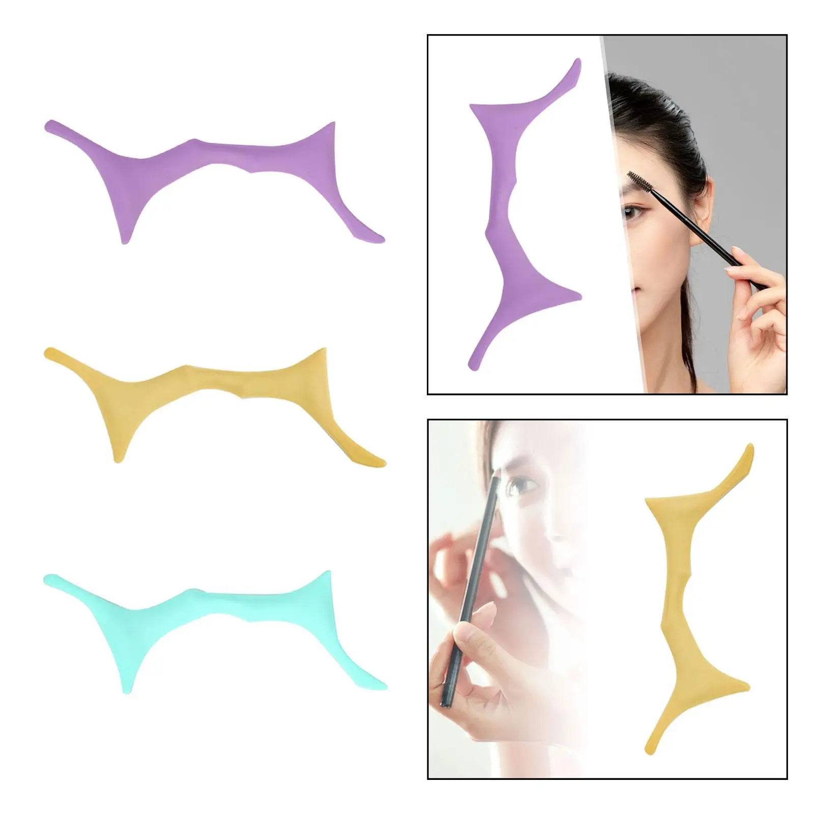 Silicone Eyeliner Guide Tool with Eyebrow Stencils and Eyeshadow Pressing Aid Reusable Winged Liner Template for Travel