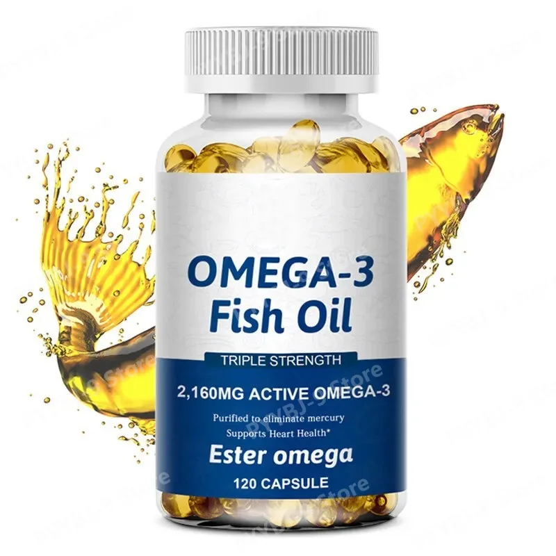 

Omega 3 Fish Oil Supplements Triple Strength 1000mg Heart, Joints & Muscle Support for Men & Women No Fishy Burps 120 Softgels