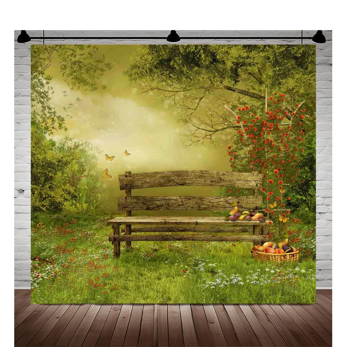 Castle Turret Ivy Cloud Wildflower Firefly Photography Background Enchanted Tree Rainbow Arch Brook Photo Studio Backdrops LY-01