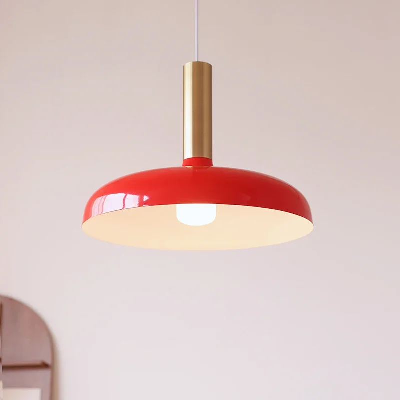 Traditional Disc Bright Red  E27 Pendant Light Suitable For Modern Decor Living Rooms Restaurant Study Rooms Lighting Fixtures