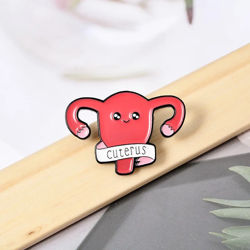 Feminist Enamel Pins Uterus Enamel Pins My Body Uterus My Freedom Metal Brooches Clothes Lapel Badge Funny Jewelry Gifts