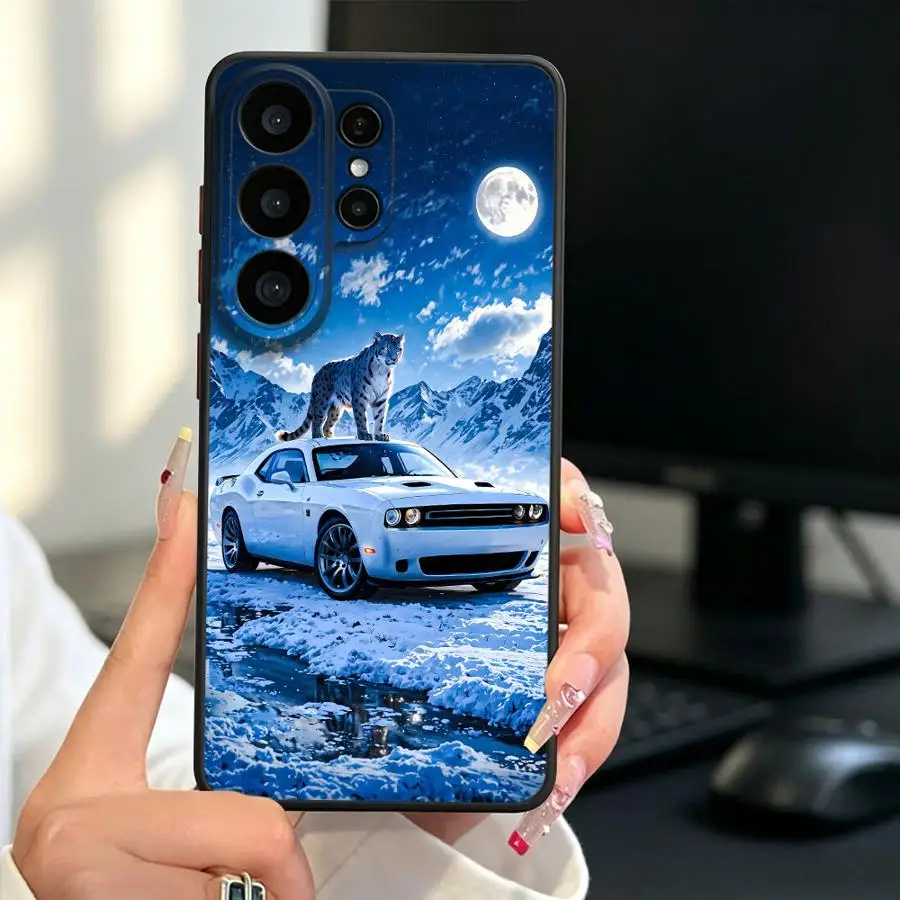 Funda Back Phone Cover Case for Samsung Galaxy S26 Note 20 Ultra 10+ S24 Plus S21 S20 FE S23 FE S22 S25 Ultra Snow Leopard Car
