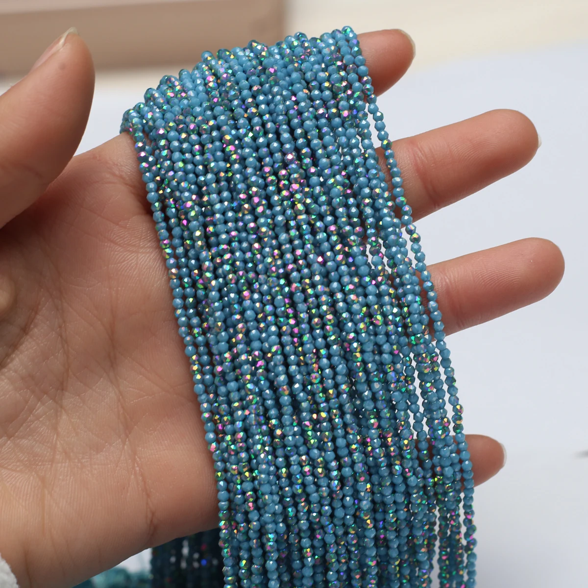2mm Blue Natural Semi-Precious Stone Spinel Loose Bead for Women Jewelry Making DIY Women Bracelet Necklace Accessories 38cm
